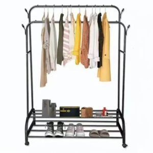 IMG-20250929-WA0039 Portant à Vêtements Double Rail et Étagères : La Penderie Mobile Robuste